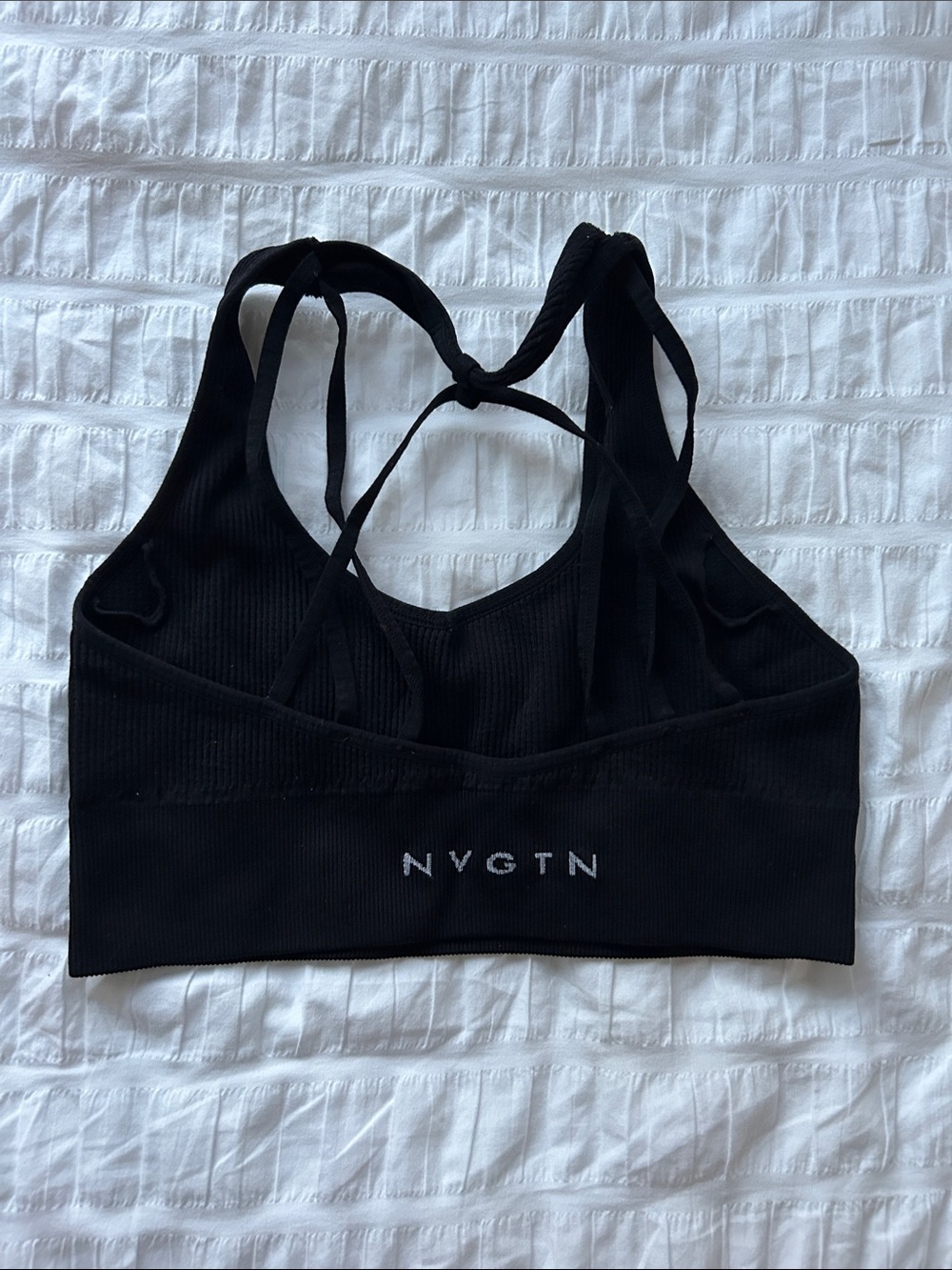 NVGTN Black Ribbed Strappy Sports Bra